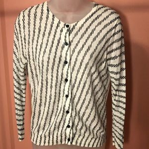 Loft White & Black Cardigan Sweater Size Medium